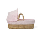 Pink Dimple Palm Moses Basket  view from the side | Moses Baby Baskets, Bassinets & Co-sleepers | Nursery Furniture - Clair de Lune UK