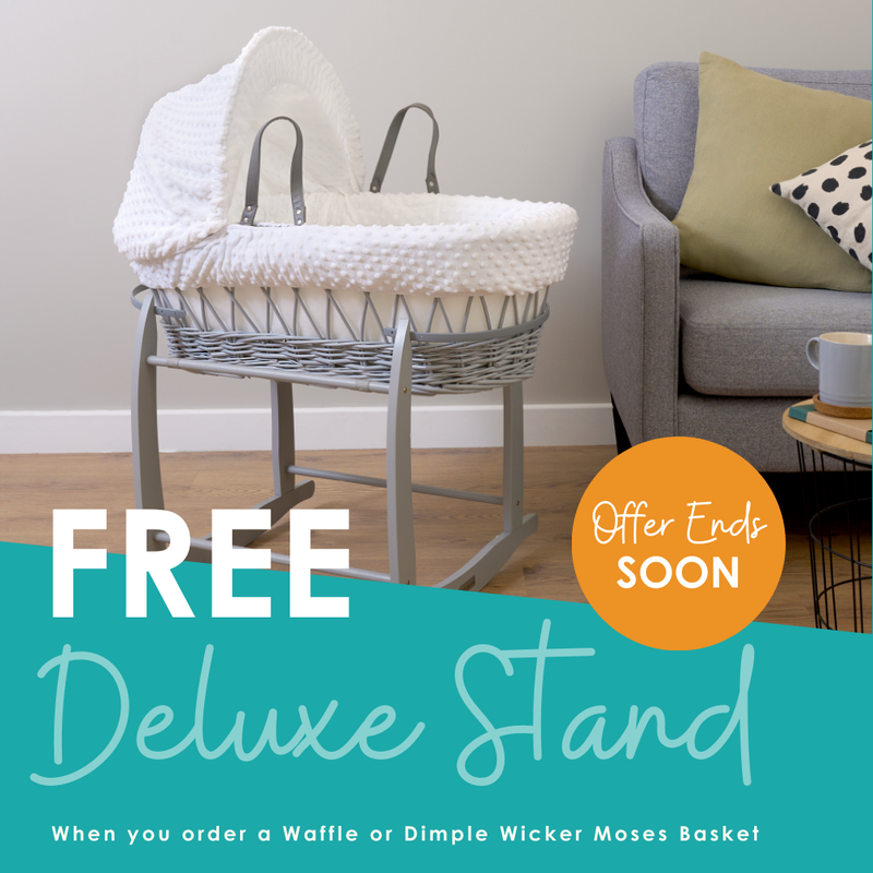 Free deluxe stand when you order a dimple wicker Moses basket | Moses baby baskets, bassinets - Clair de Lune UK