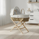 White Dimple Palm Moses Basket With Stand & Bedding Bundle | Moses Baskets & Bassinets - Clair de Lune UK