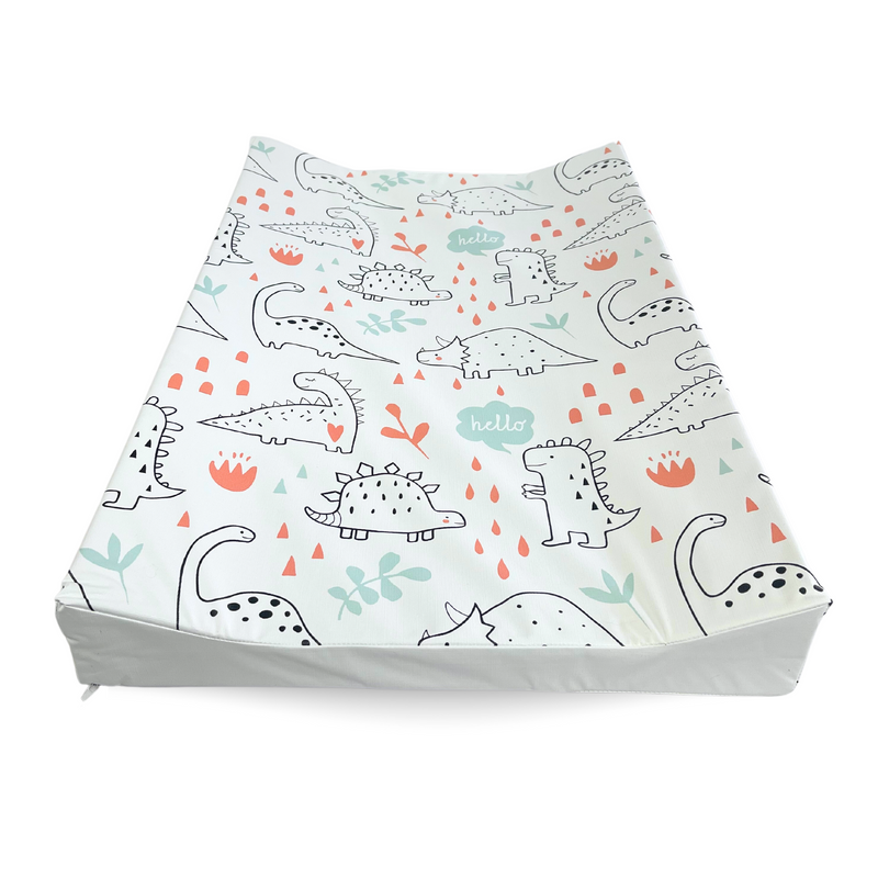 Dinosaur Anti-Roll Wedge Baby Changing Mat showing the unique shape for anti-roll feature | Baby Changing Mats | Baby Bath Time Essentials - Clair de Lune UK
