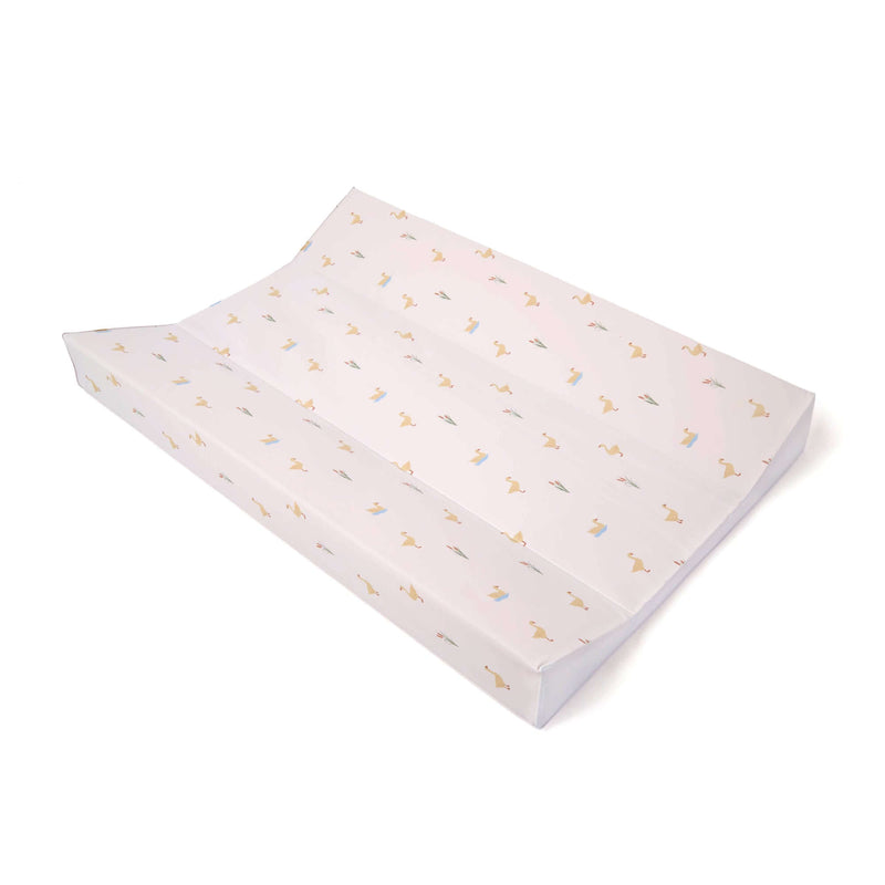 Duckling Anti-Roll Wedge Baby Changing Mat at an angle on a white background | Baby Bath Time Essentials - Clair de Lune UK