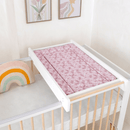Pink East Coast Posie Changing Mat on the Essentials Cot Bed Cot Top Changer in a pink and white nursery | Bathing & Changing Essentials - Clair de Lune UK