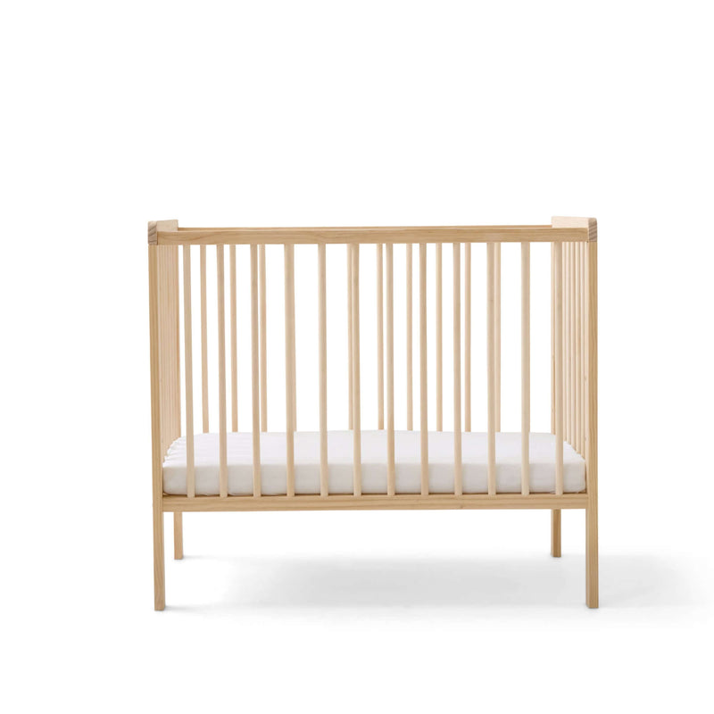 Natural East Coast Space Saver Cot  with mini mattress on a white background | Cots, Cot Beds & Toddler Beds | Nursery Furniture - Clair de Lune UK