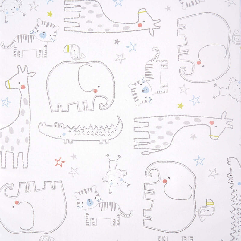 East Coast Safari Playtime Changing Mat Swatch of the elephants, monkeys and tigers | Bathing & Changing Essentials - Clair de Lune UK