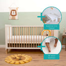 White Essentials Cot Bed bundled with the Essentials Cot Top Changer and 3D Mesh Reversible Cot Bed Mattress in a sage green Scandi nursery room | Cots, Cot Beds & Toddler Beds | Nursery Furniture - Clair de Lune UK