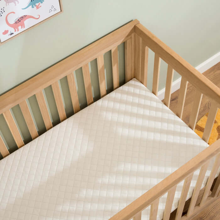 Oak Cot Bed bundled with the Fibre Cot Bed Mattress | Cots, Cot Beds, Toddler & Kid Beds | Nursery Furniture - Clair de Lune UK