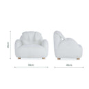 Bunny CuddleCo Etta Kids Chair Boucle dimensions | Toddler Arm Chair | Children's Furniture - Clair de Lune UK