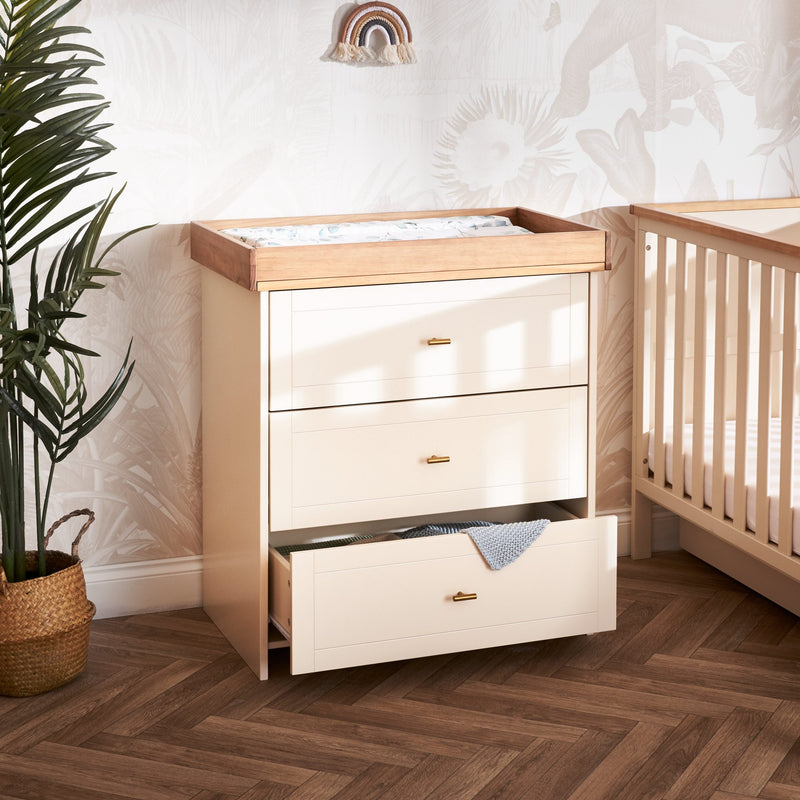 Cashmere Natural dresser of the Cashmere Natural Obaby Evie Room Sets | Nursery Furniture Sets | Room Sets | Nursery Furniture - Clair de Lune UK