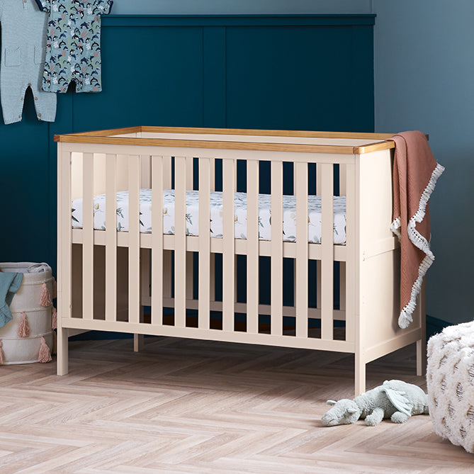 The cot bed of the Cashmere Obaby Evie Mini 2 Piece Room Set in an Ocean-themed nursery room | Nursery Furniture Sets | Room Sets | Nursery Furniture - Clair de Lune UK