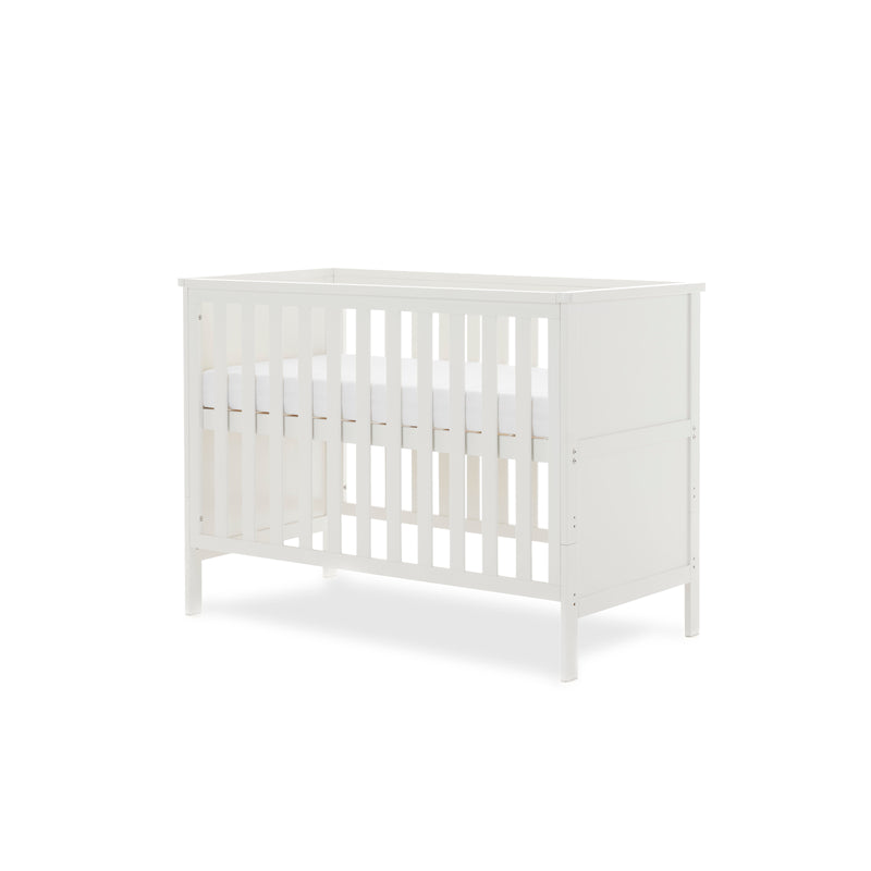 The cot bed of the White Obaby Evie Mini 2 Piece Room Set when it's transformed to be a crib | Nursery Furniture Sets | Room Sets | Nursery Furniture - Clair de Lune UK