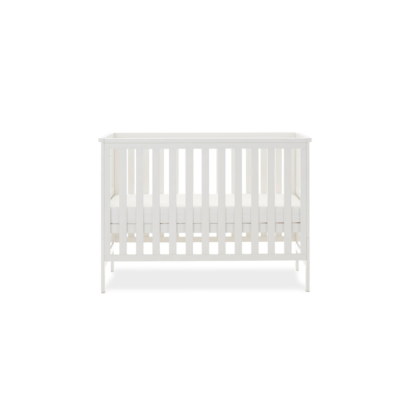 White Obaby Evie Mini Cot Bed when it's transformed to be a cot | Nursery Furniture Sets | Room Sets | Nursery Furniture - Clair de Lune UK