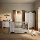 Cashmere CuddleCo Clara Luxe 3 Piece Furniture Set in a cosy, warm nursery | Cot Bed, Wardrobe, Changer | Nursery Furniture - Clair de Lune UK
