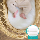 Hypoallergenic Wicker Moses Basket Mattress Bundled with White Fitted Moses Basket Sheets | Moses Basket Mattresses | Moses Baby Basket Accessories | Nursery Bedding - Clair de Lune UK