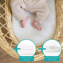 Hypoallergenic Wicker Moses Basket Mattress Bundled with White Fitted Moses Sheets and Mattress Protector  | Moses Basket Mattresses | Moses Baby Basket Accessories | Nursery Bedding - Clair de Lune UK