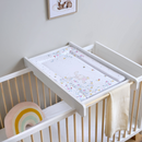 East Coast Floral Changing Mat on a cot top changer in a greige nursery | Bath time essentials - Clair de Lune UK