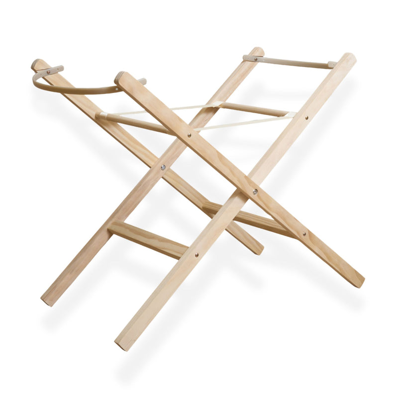 Natural Pine Folding Stand on white background | Moses Basket Stand | Moses Baby Basket & Bassinet Accessories | Nursery Furniture - Clair de Lune UK