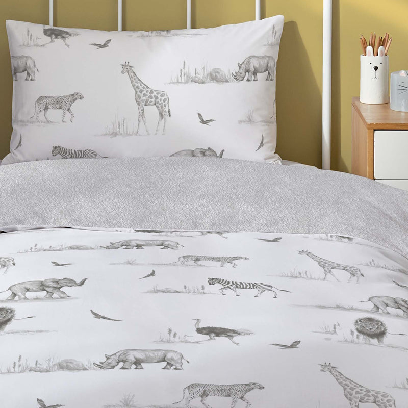 A corner of the Little Knightley’s Samantha Fairs Safari Single Bed Duvet Cover Set | Toddler Bedding - Clair de Lune UK