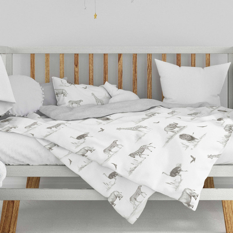 Little Knightley’s Samantha Fairs Safari Cot Bed Duvet Cover Set | Toddler Bedding - Clair de Lune UK