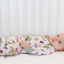 Baby lying in the cot wearing the GrowGrows Organic Woodland Walks Sleepsuit | Baby Grows and Onesies | Organic Baby Clothes - Clair de Lune UK