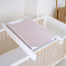 Brown Gingham Anti-Roll Wedge Baby Changing Mat on the Essentials Cot Top Changer in a White Nursery | Baby Bath Time Essentials - Clair de Lune UK