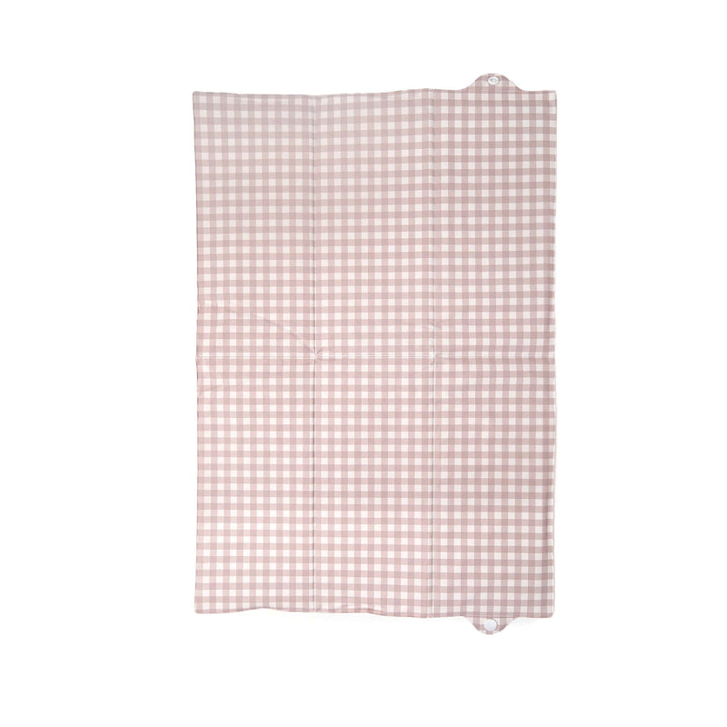 Gingham Foldable Travel Changing Mat laid out flat on white background | Bathing & Changing Essentials - Clair de Lune UK