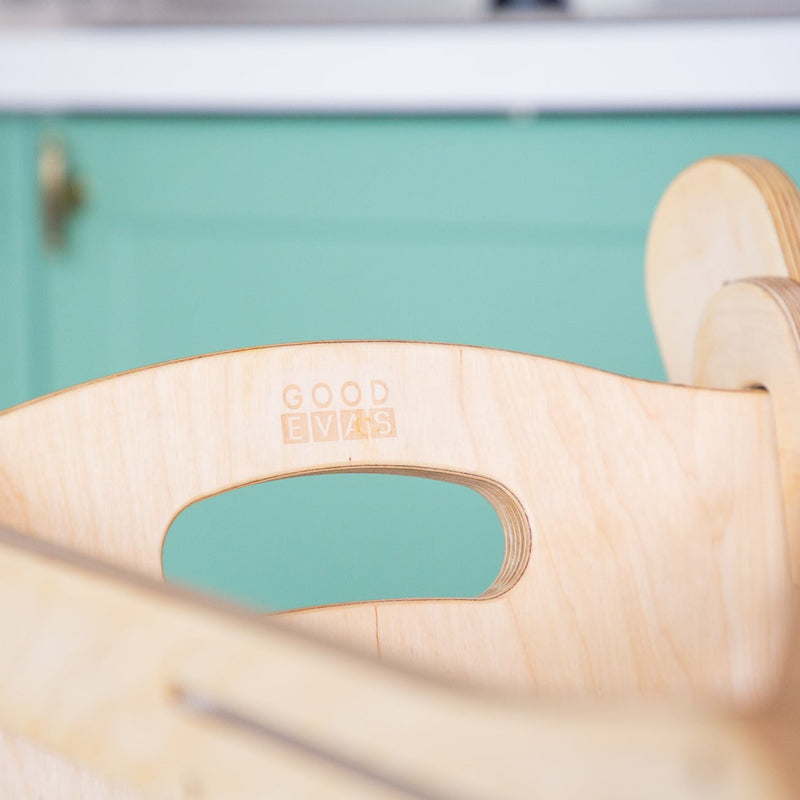 The supportive back of the Natural Goodevas 3in1 Highchair with Adjustable Tabletop | Highchairs | Feeding & Weaning - Clair de Lune UK