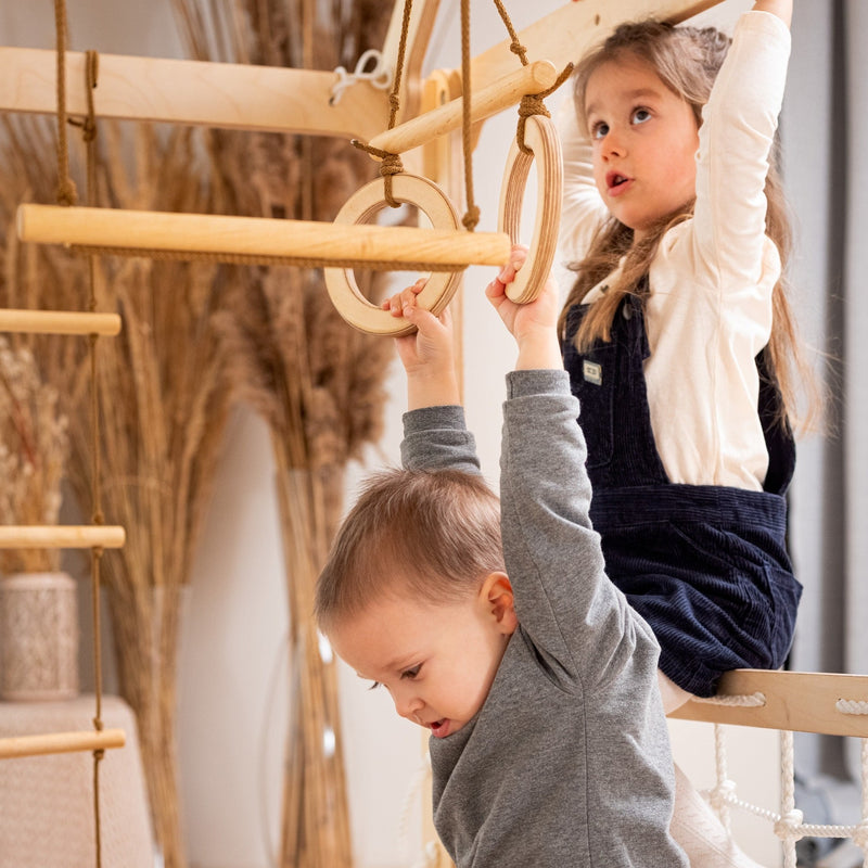 Goodevas Montessori Indoor Wooden Playhouse with Swings
