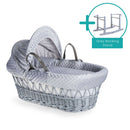 Grey Dimple Grey Wicker Moses Basket Bundled with the Standard Grey Rocking Stand | Moses Baby Baskets, Bassinets & Co-sleepers | Nursery Furniture - Clair de Lune UK