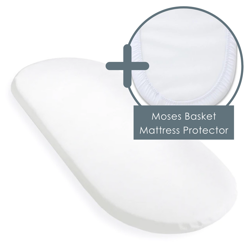 Hypo-allergenic Palm Moses Basket Mattress bundled with a waterproof Moses mattress protector | Moses Basket Mattresses | Newborn Bedding - Clair de Lune UK