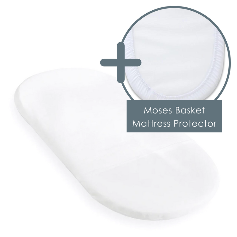 Hypo-allergenic Wicker Moses Basket Mattress bundled with a waterproof Moses basket mattress protector | Moses Basket Mattresses | Newborn Bedding - Clair de Lune UK