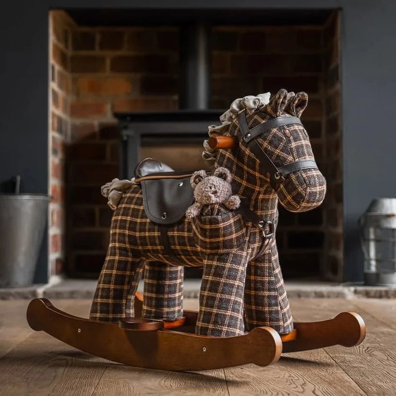 Little Bird Told Me Rufus & Ted Rocking Horse in a cosy dark grey cottage | Rocking Animals | Montessori Activities For Babies & Kids | Toys | Baby Shower, Birthday & Christmas - Clair de Lune UK