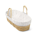 Special Buy - Lullaby Hearts Palm Moses Basket with Stand Bundle close up on the basket on white background | Moses Baby Baskets & Bassinets | Nursery Furniture - Clair de Lune UK