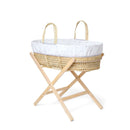 Special Buy - Lullaby Hearts Palm Moses Basket with Stand Bundle on white background | Moses Baby Baskets & Bassinets | Nursery Furniture - Clair de Lune UK