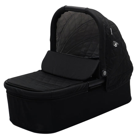 The carrycot of the My Babiie MB250i Billie Faiers Black Quilted iSize Travel System | Buggies, Strollers & Pushchairs | Travel With Baby - Clair de Lune UK