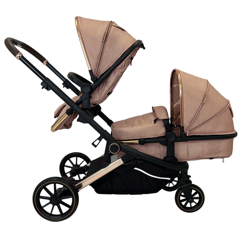 My Babiie MB33 Dani Dyer Giraffe Tandem Pushchair with a pushchair seat and a carrycot | Buggies, Strollers & Pushchairs | Travel With Your Baby - Clair de Lune UK