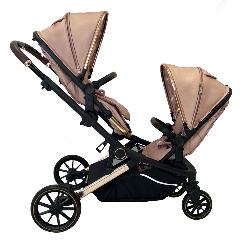 My Babiie MB33 Dani Dyer Giraffe Tandem Pushchair with two pushchair seats facing against each other | Buggies, Strollers & Pushchairs | Travel With Your Baby - Clair de Lune UK