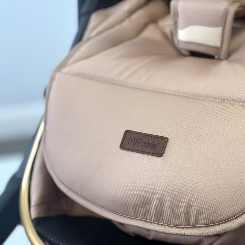  My Babiie MB33 Dani Dyer Giraffe Tandem Pushchair with the label zoomed in | Buggies, Strollers & Pushchairs | Travel With Your Baby - Clair de Lune UK