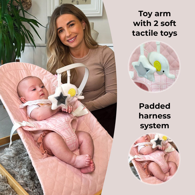 The toy accessories of the My Babiie Dani Dyer Pink Plaid Baby Bouncer | Baby Swings, Rockers & Baby Bouncers | Toys - Clair de Lune