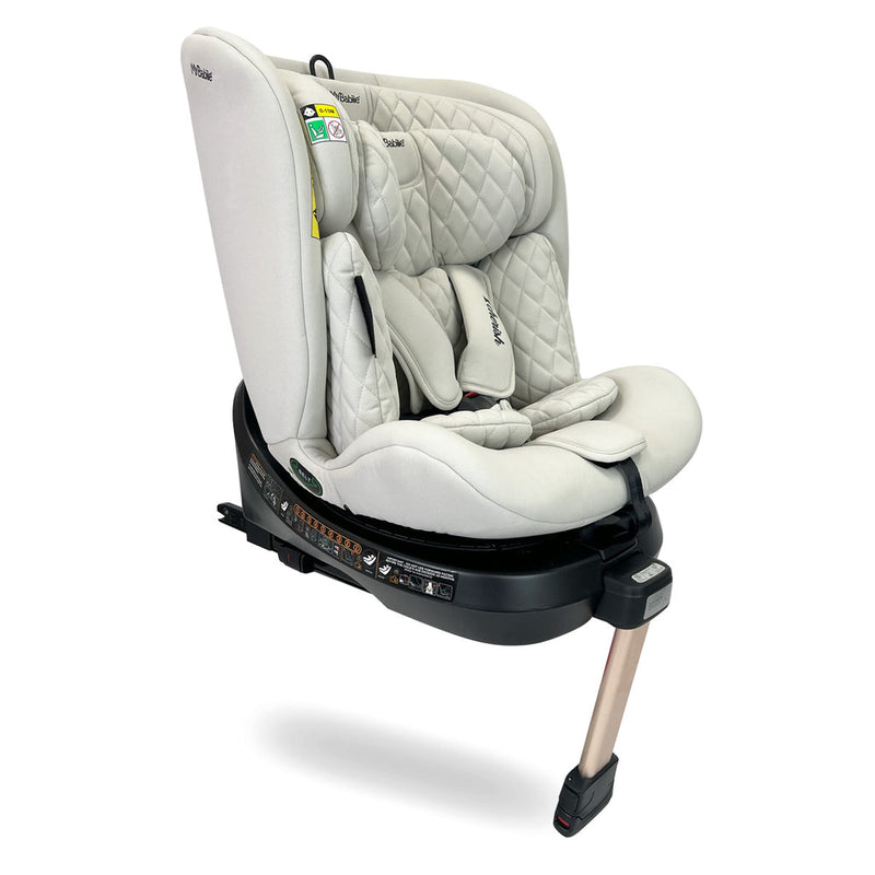 My Babiie Dani Dyer iSize Stone Spin Car Seat (40-150cm) with the newborn cushion insert | Baby, Toddler & Kid Car Seats | Travel With Baby - Clair de Lune UK