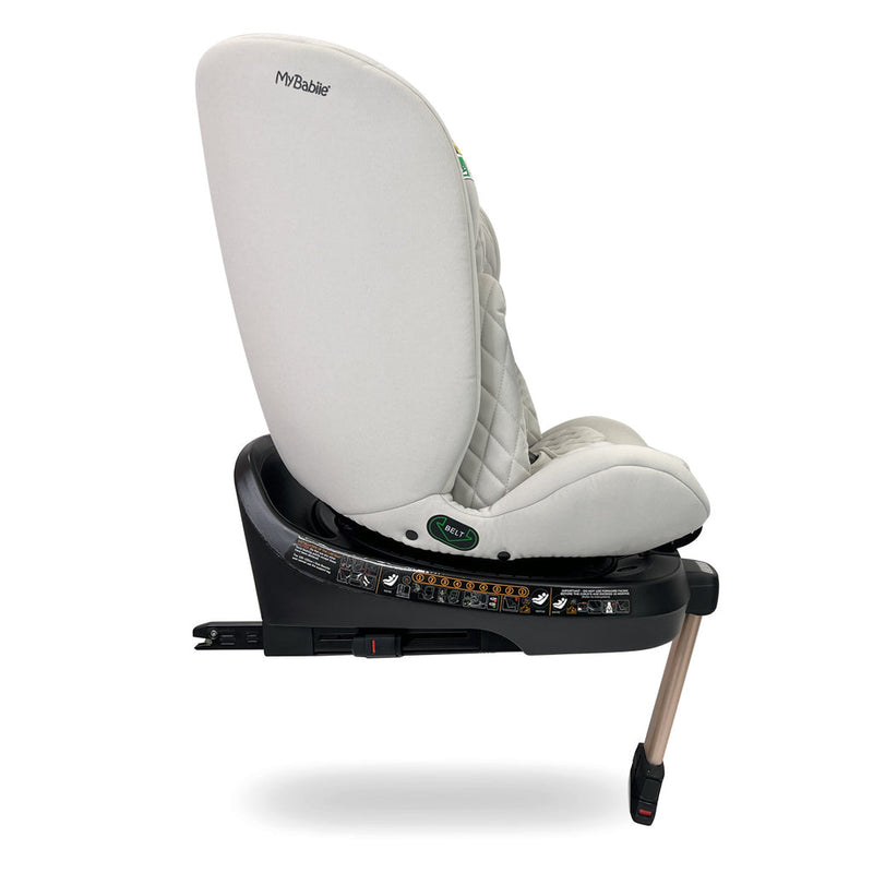 The side of the My Babiie Dani Dyer iSize Stone Spin Car Seat (40-150cm) | Baby, Toddler & Kid Car Seats | Travel With Baby - Clair de Lune UK