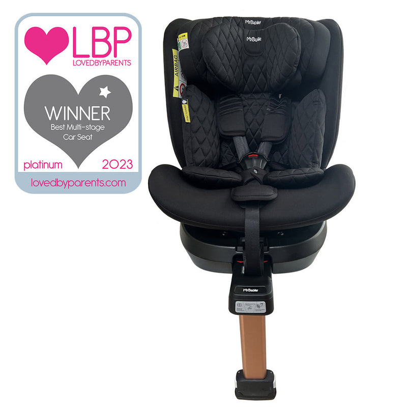 My Babiie Billie Faiers iSize Quilted Black Spin Car Seat (40-150cm) with the award winning badge | Baby, Toddler & Kid Car Seats | Travel With Baby - Clair de Lune UK