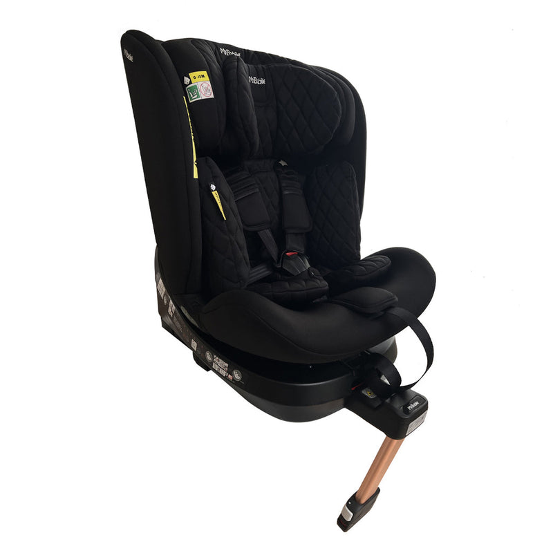 A side of My Babiie Billie Faiers iSize Quilted Black Spin Car Seat (40-150cm) | Baby, Toddler & Kid Car Seats | Travel With Baby - Clair de Lune UK