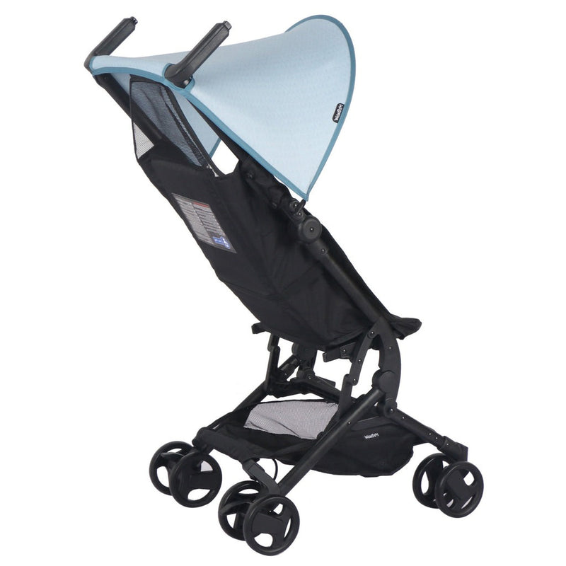 The side and back of My Babiie MBX5 Ultra Compact & Aeroplane Carry-on Approved Samantha Faiers Blue Stroller | Buggies, Strollers & Pushchairs | Travel With Your Baby - Clair de Lune UK