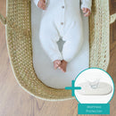 Hypoallergenic Wicker Moses Basket Mattress Bundled with Fitted Mattress Protector | Moses Basket Mattresses | Moses Baby Basket Accessories | Nursery Bedding - Clair de Lune UK