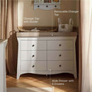 White/Ash CuddleCo Clara Luxe 3 Piece Furniture Set - Key features of the 6 door dresser/changer with removable changer top and divider | Cot Bed, Wardrobe, Changer | Nursery Furniture - Clair de Lune UK
