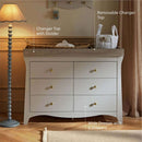Cashmere CuddleCo Clara Luxe 3 Piece Furniture Set - Wide Dresser/Changer features of 6 drawers, removable changer top and changer top with divider | Cot Bed, Wardrobe, Changer | Nursery Furniture - Clair de Lune UK
