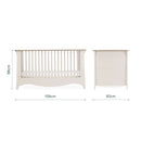 Cashmere CuddleCo Clara Luxe 3 Piece Furniture Set - Dimensions of the Clara Luxe Cot Bed | Cot Bed, Wardrobe, Changer | Nursery Furniture - Clair de Lune UK