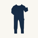 Navy Grow Grows Organic Ribbed Baby Sleepsuit | Baby Sleep Wear | Children's pyjamas - Clair de Lune UK