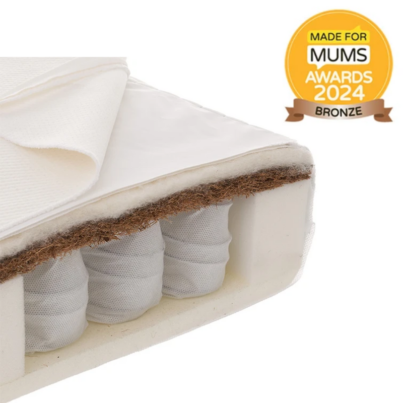 Obaby Moisture Management Dual Core Mattress - 2 Sizes with the Made for Mums award logo | Baby & Toddler Mattresses | Bedding | Nursery Furniture - Clair de Lune UK