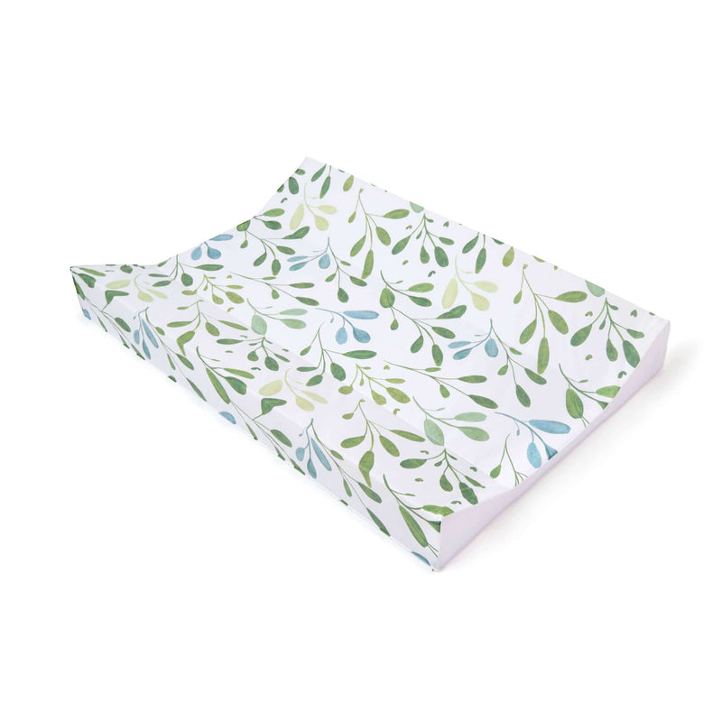 Olive Anti-Roll Wedge Baby Changing Mat at an angle on a white background | Baby Bath Time Essentials - Clair de Lune UK